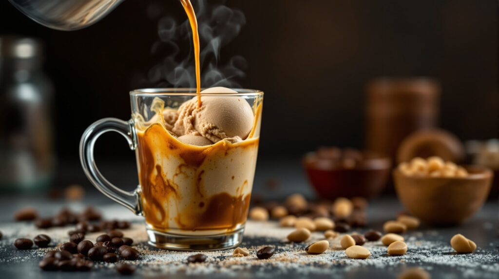 Espresso poured over cold gelato