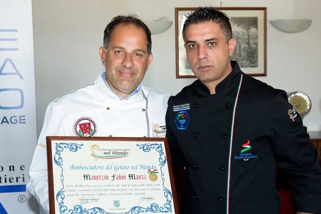 Maurizio Manzi receiving the Ambassador of Italian gelato award