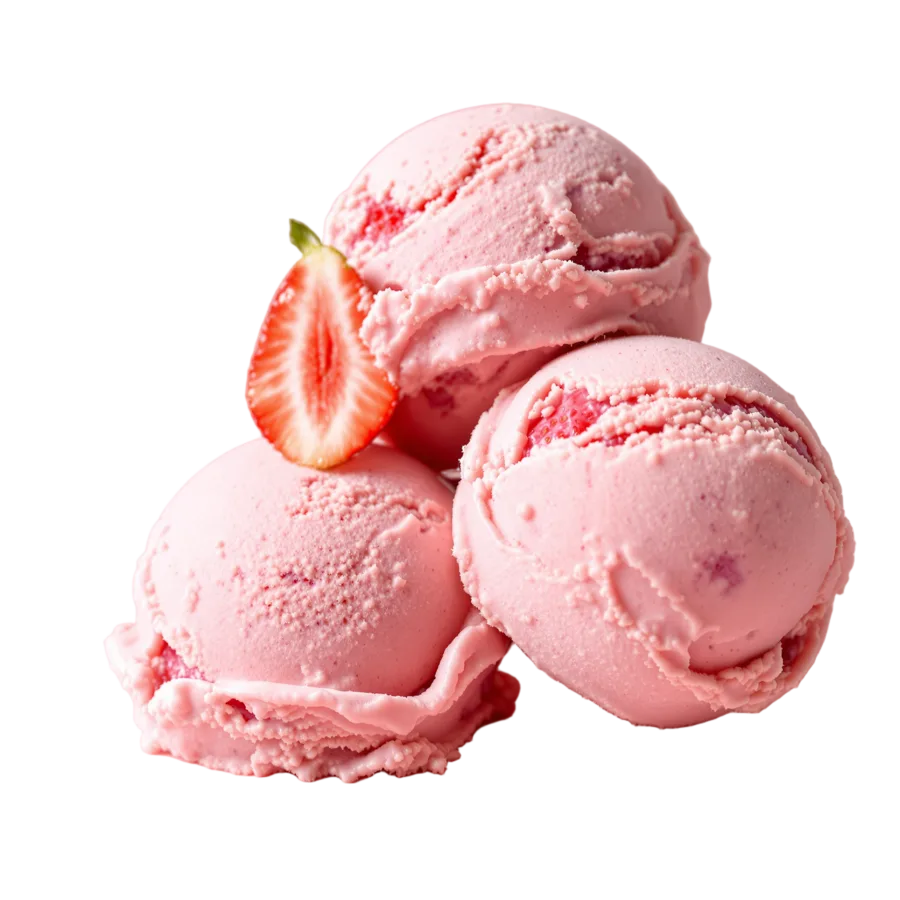 A scoop of strawberry sorbet